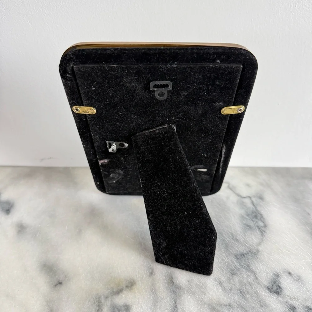 Vintage | Brass Gold Picture Frame Simple Sleek MCM Neutral Shelf Decor Modern